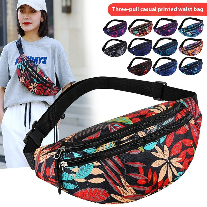 Women's Fashion Casual Nylon Multi-layer Waist Bag