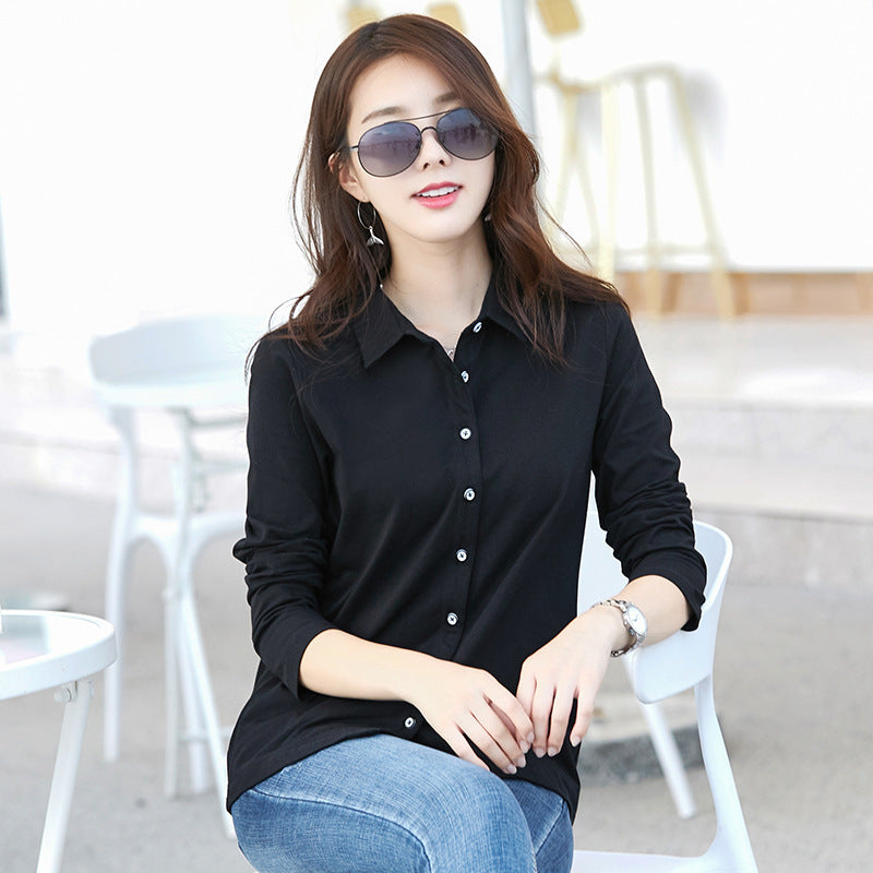 Long Sleeve Shirt Women's Cotton Top Bottoming Shirt