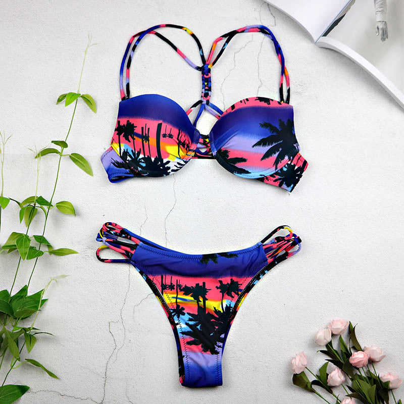 Women Sexy Swimwear Leaf Print