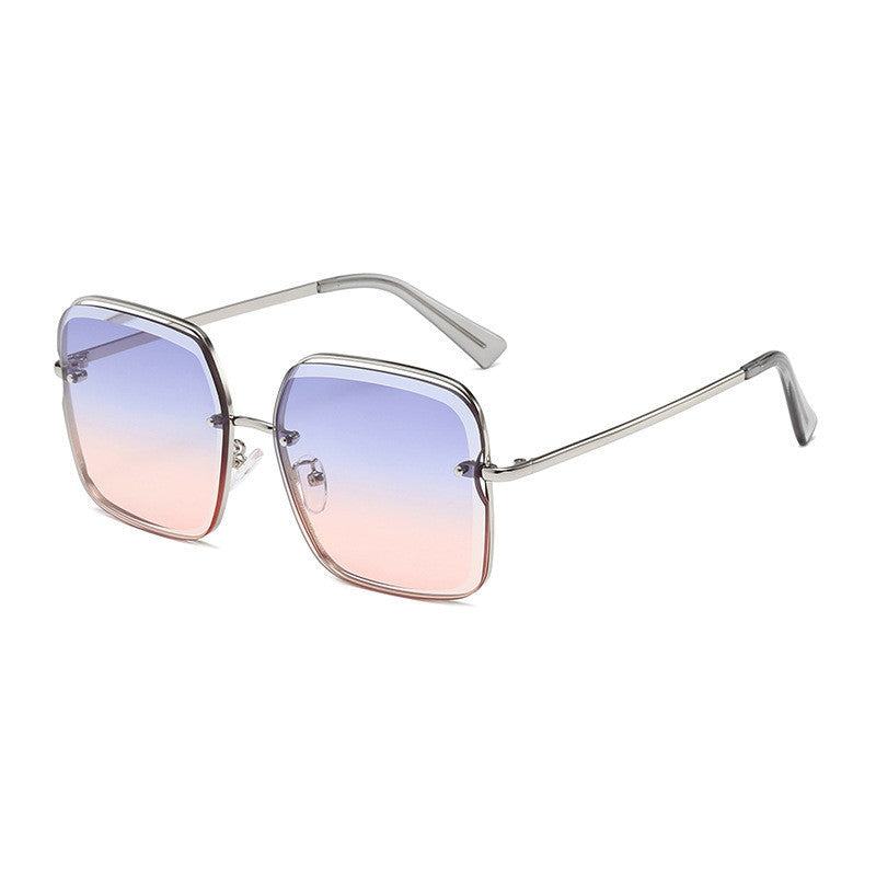 Rimless cut square sunglasses for women