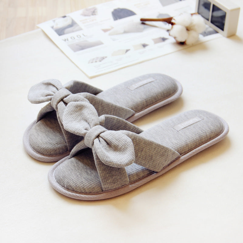 air cotton bow slippers antiskid bathroom slippers