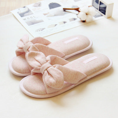 air cotton bow slippers antiskid bathroom slippers