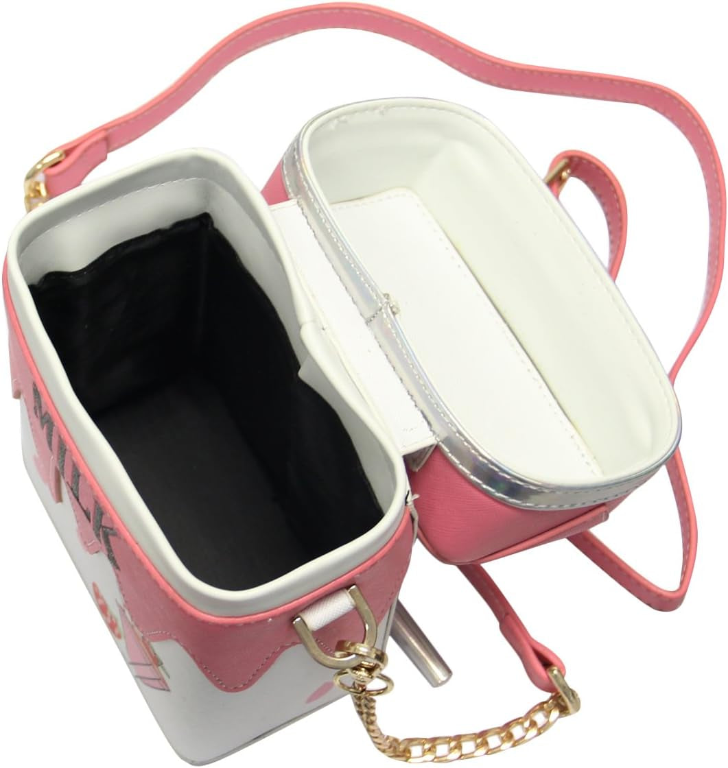 Cute Strawberry Milk Box Cross Body Purse Bag Cellphone Shoulder Bags Card Holder Wallet Purse