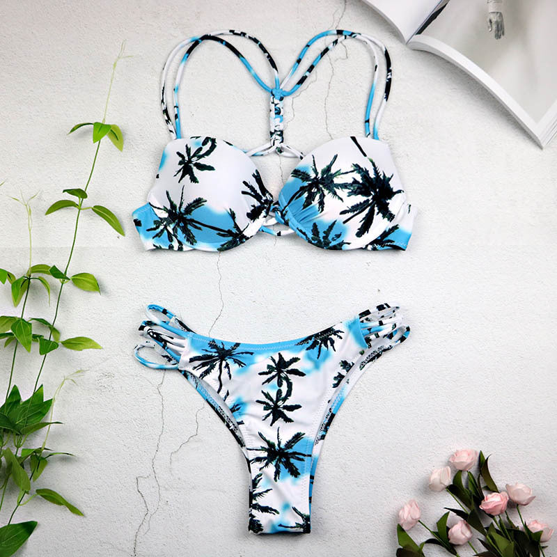 Women Sexy Swimwear Leaf Print