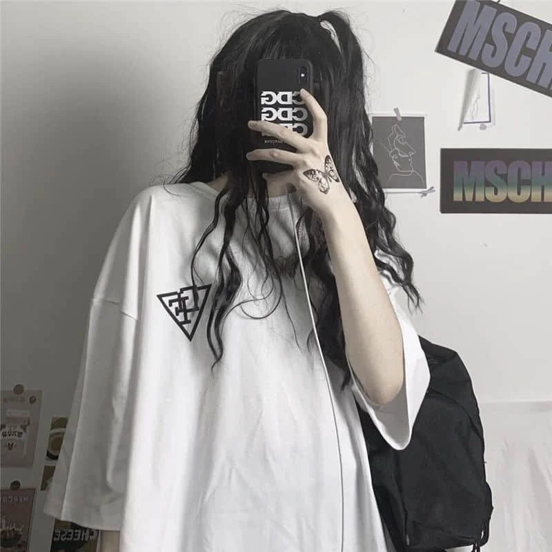 Foufurieux White Female Black Cool Tshirt Girls White Women Ladies Summer Streetwear Girls Printed Woman Tshirts Y2K Aesthetic