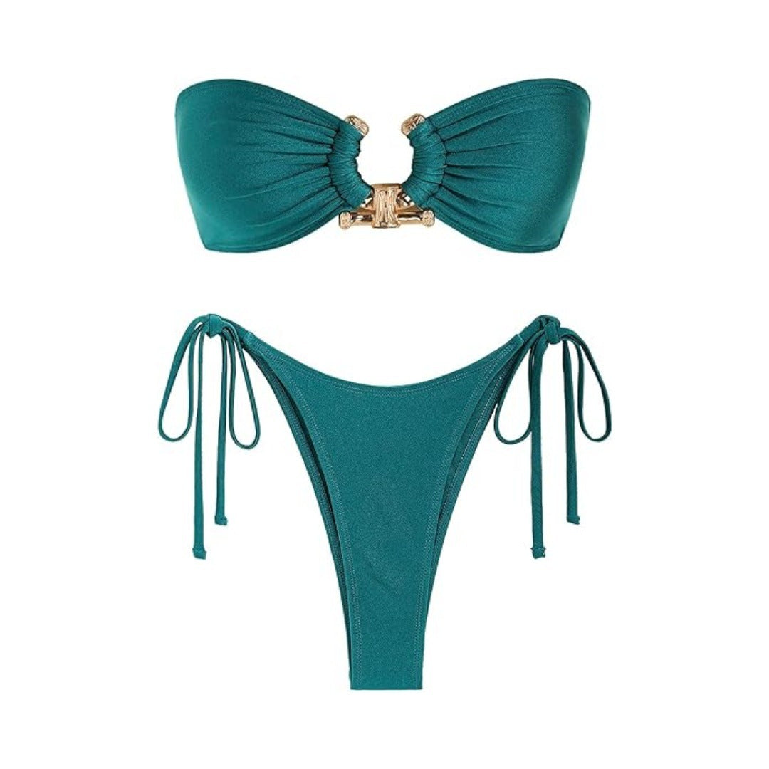 Tube Top Bikini Metal Buckle Swimsuit Women