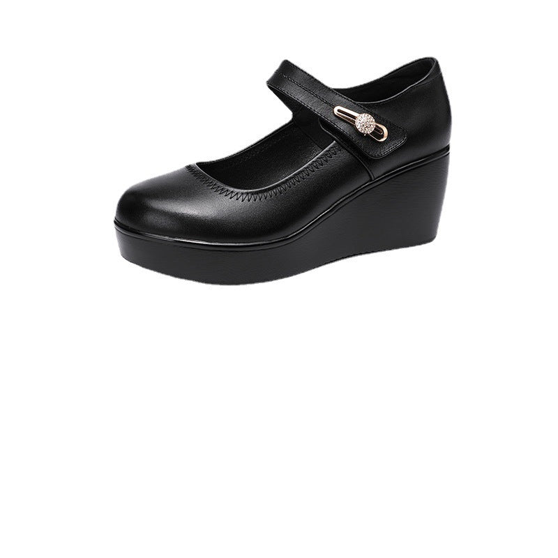 Platform Large And Small Size Mid Heel Mom Shoes