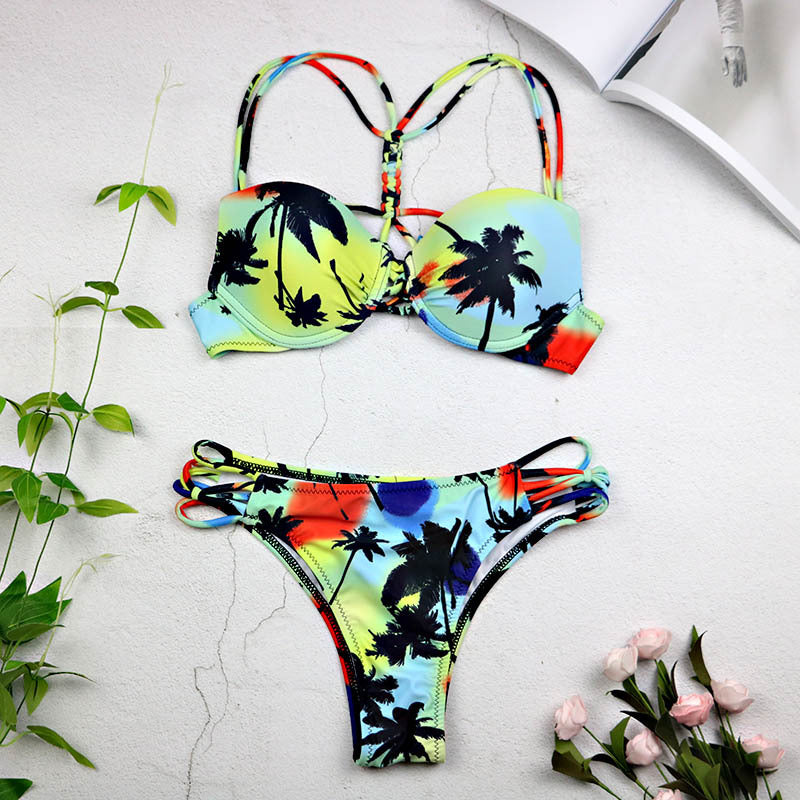 Women Sexy Swimwear Leaf Print