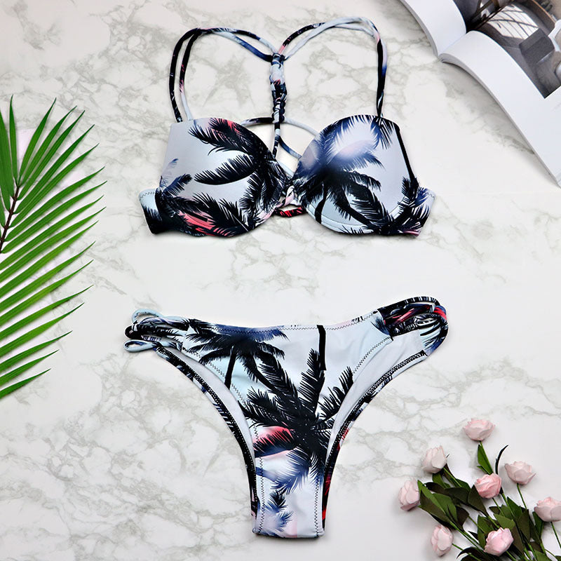 Women Sexy Swimwear Leaf Print