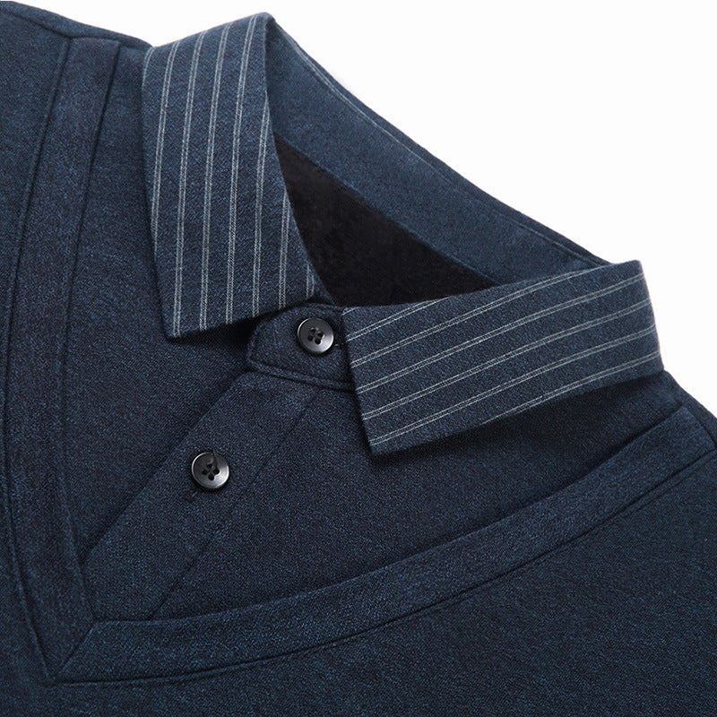 Men's Shirts With Fleece And Long Sleeves And Stripes