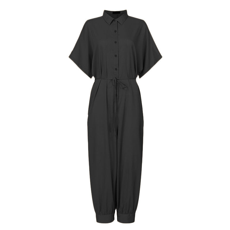 Retro jumpsuit button jumpsuit