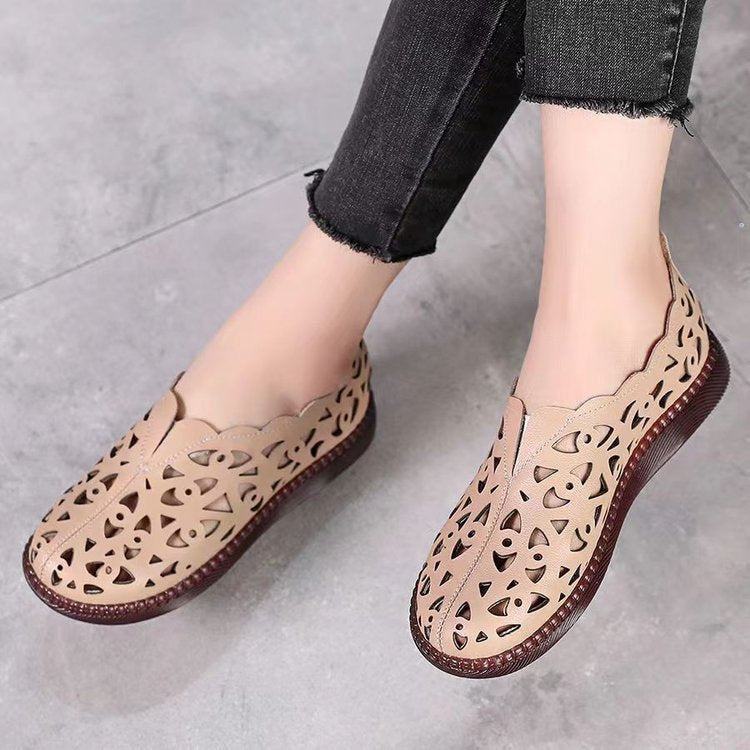 Summer Breathable  Flat Round Women's Hole Shoes