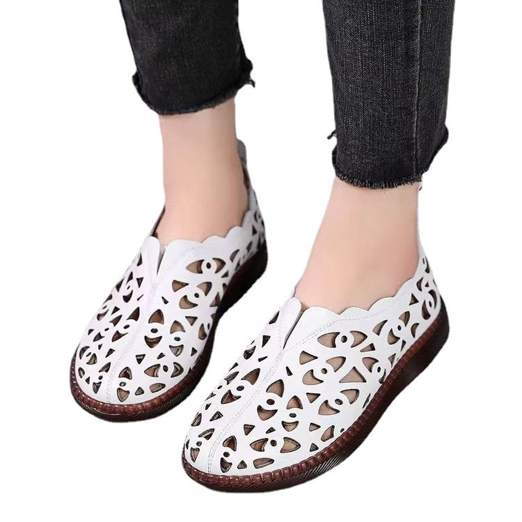 Summer Breathable  Flat Round Women's Hole Shoes