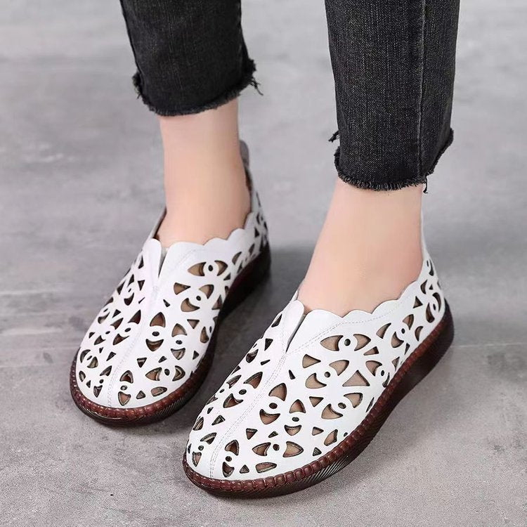 Summer Breathable  Flat Round Women's Hole Shoes