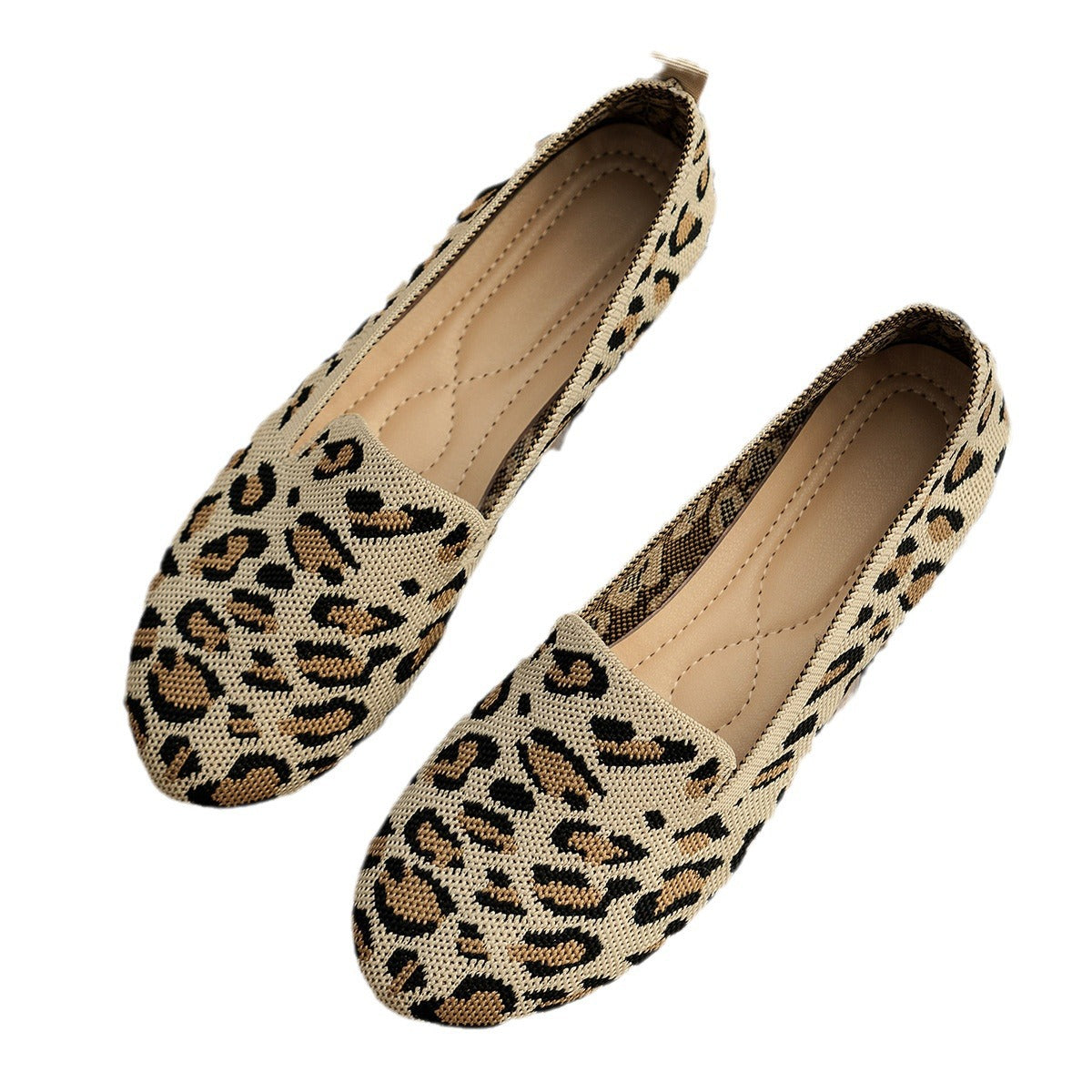 Slip-on Leopard Print Round Toe Flat Bottom Work Shoes