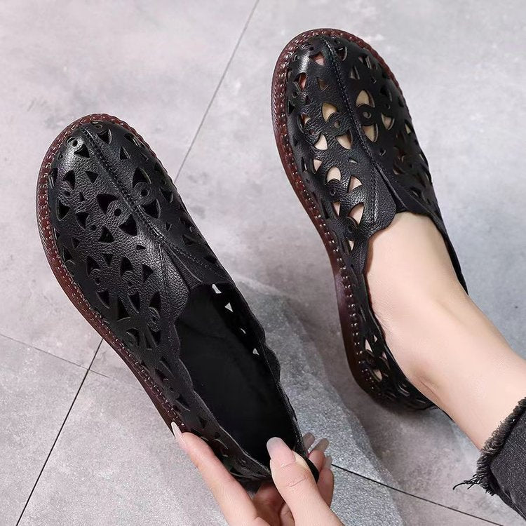 Summer Breathable  Flat Round Women's Hole Shoes