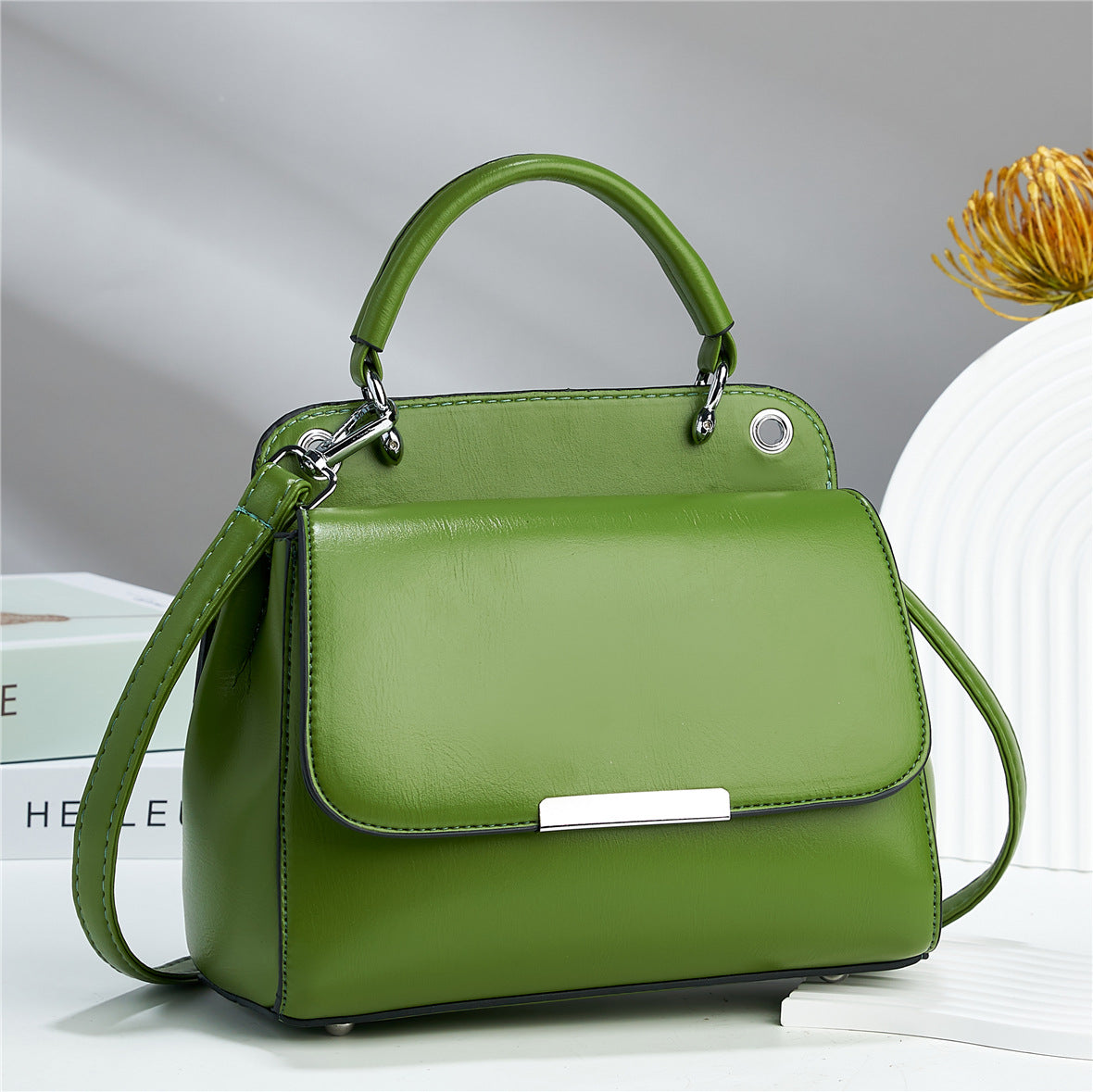 New Candy-colored Flip Texture One-shoulder Crossbody Handbag