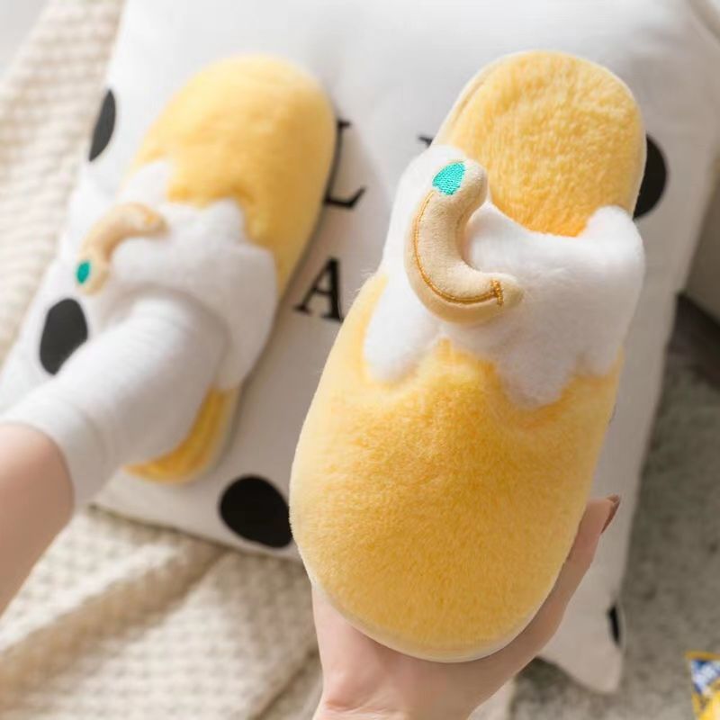 Winter Cute Bag Heel Non-slip Plush Cotton Slippers Women