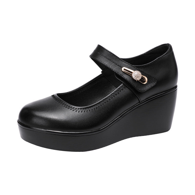 Platform Large And Small Size Mid Heel Mom Shoes