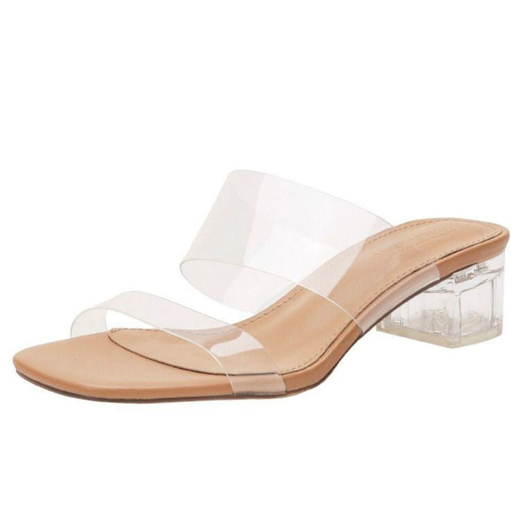 Sheepskin Transparent High Heels Women Sandals Summer