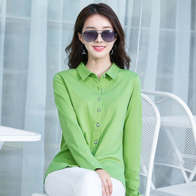 Long Sleeve Shirt Women's Cotton Top Bottoming Shirt