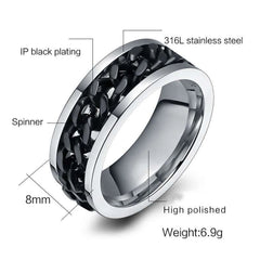 7PC Man Woman Ring Bottle Opener Ring Rotatable Steel Wine Bottle Ring Street Punk Style Jewelry Unisex Ring