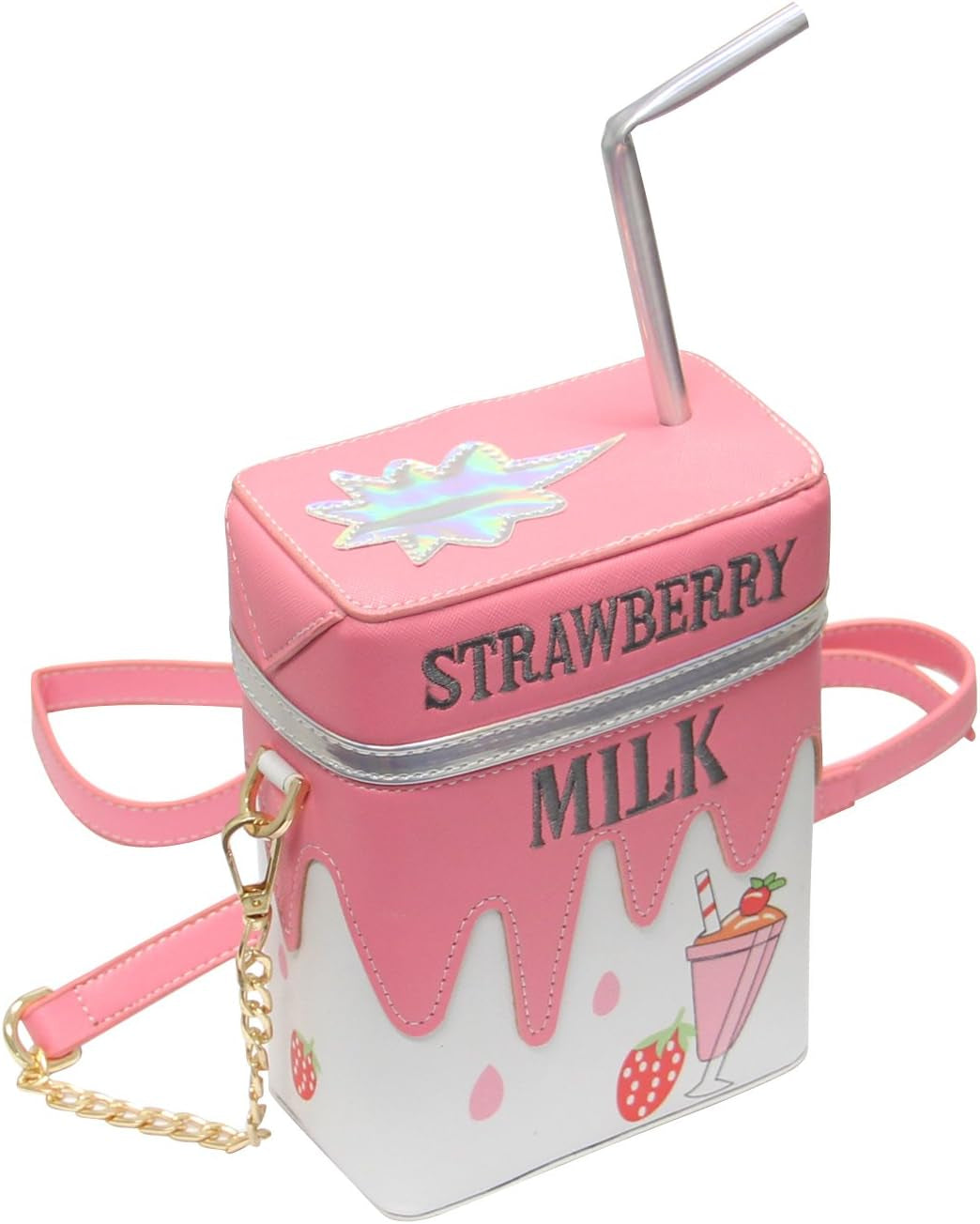 Cute Strawberry Milk Box Cross Body Purse Bag Cellphone Shoulder Bags Card Holder Wallet Purse