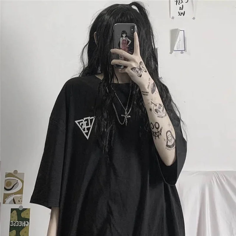 Foufurieux White Female Black Cool Tshirt Girls White Women Ladies Summer Streetwear Girls Printed Woman Tshirts Y2K Aesthetic